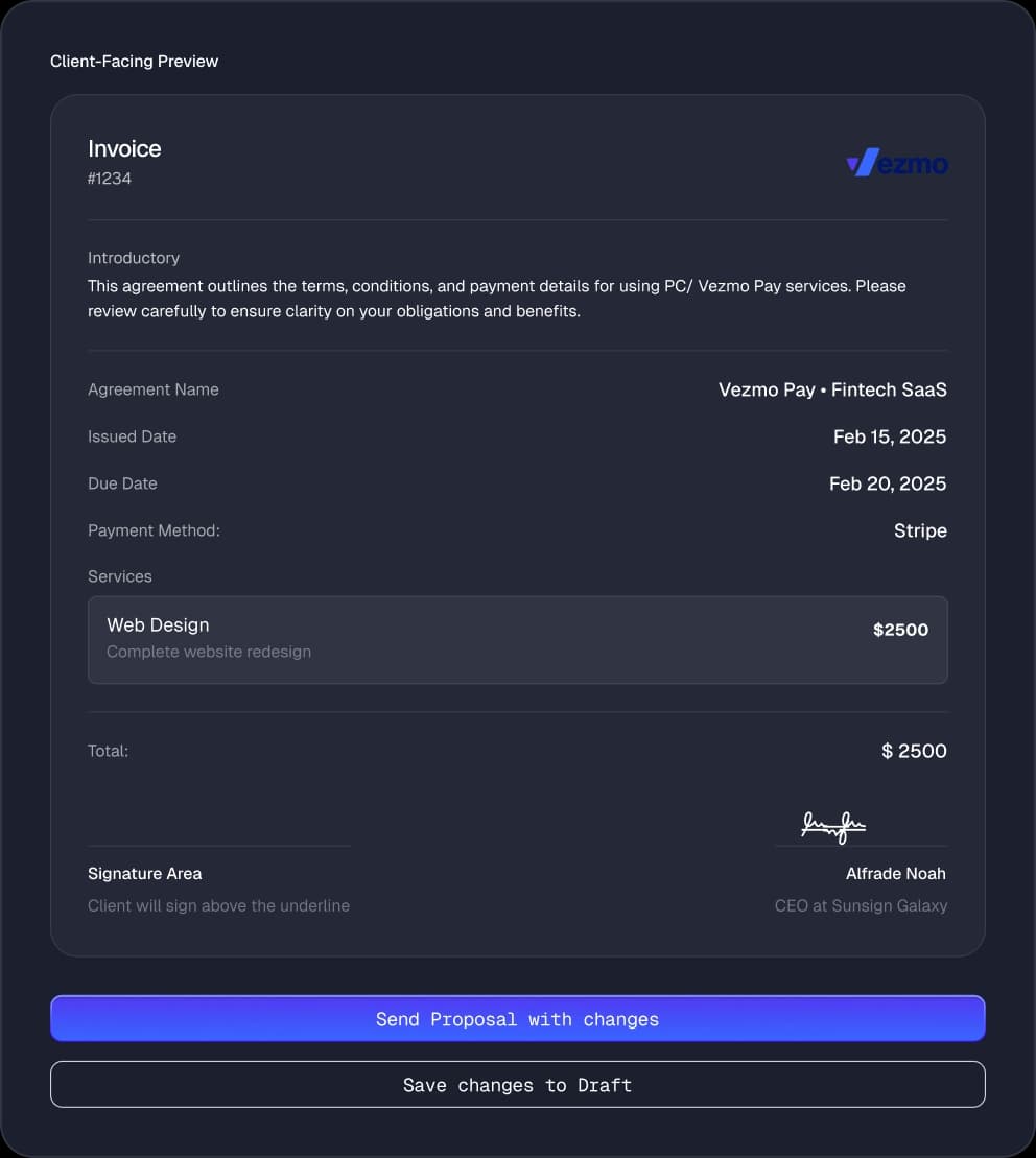 Vezmo logo – all-in-one business finance and invoicing software platform for companies, agencies, freelancers, and startups to create proposals, send invoices, track payments, manage bookkeeping, billing, contracts, eSignature, financial reports, and business operations